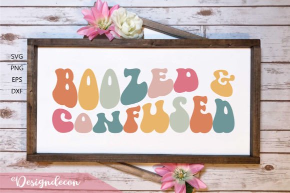 Boozed Confused Retro Wavy Sublimation Graphics for Crafts