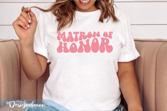 Matron of Honor Retro Wavy Pink SVG for Crafts and Graphics