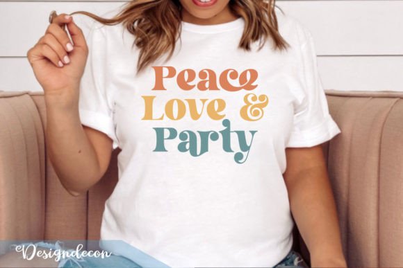 Peace Love Party Retro Wavy Sublimation Graphics for Crafts