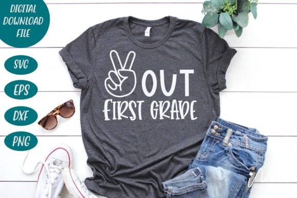 Peace out First Grade Svg for Graphics and Crafts